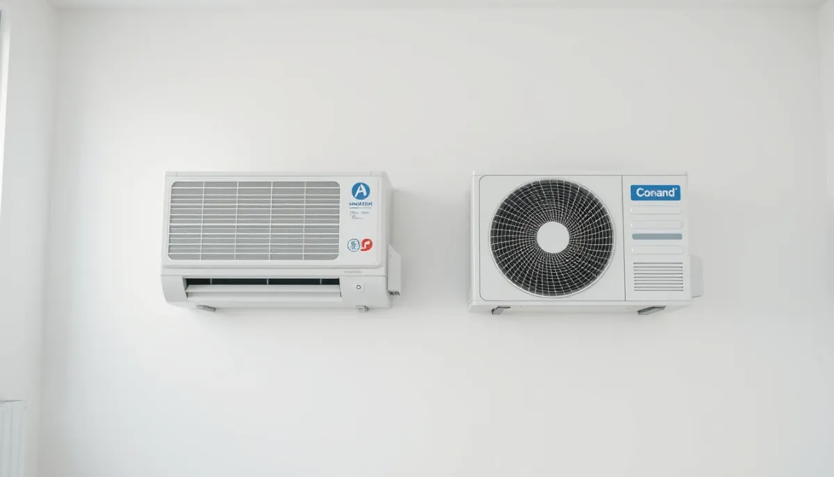 Deux unités de climatisation murale côte à côte, Daikin et Mitsubishi