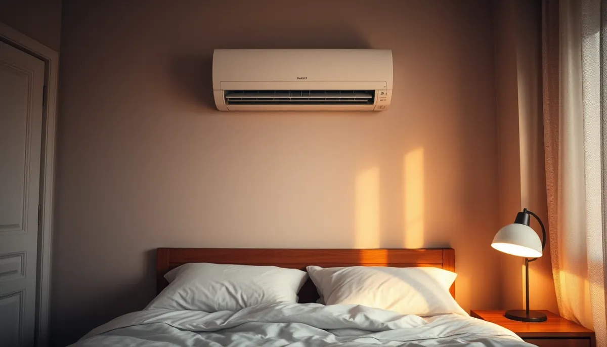 Climatiseur silencieux installé dans une chambre à coucher